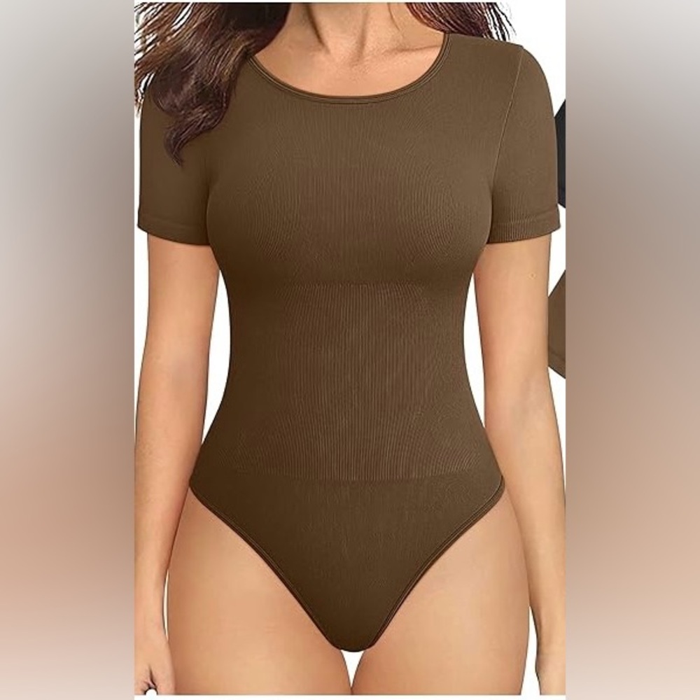 Ribbed Short Sleeve Brown Bodysuit – Sleek Everyday Fit